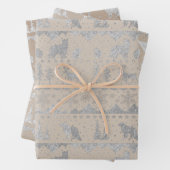 北欧のセー素朴タークラフトシルバーウィンター動物 ラッピングペーパーシート (インサイチュ)