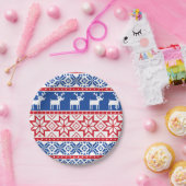 北欧のトナカイおよび雪片 ペーパープレート (パーティー)