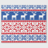 北欧のトナカイと雪片 ラッピングペーパー (フラット)