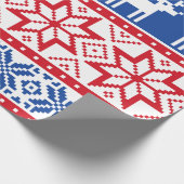 北欧のトナカイと雪片 ラッピングペーパー (角)