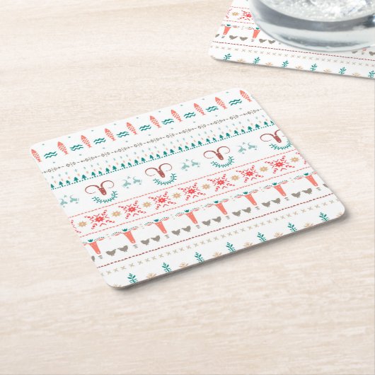 北欧のライトウィンターパターン スクエアペーパーコースター (アングル)