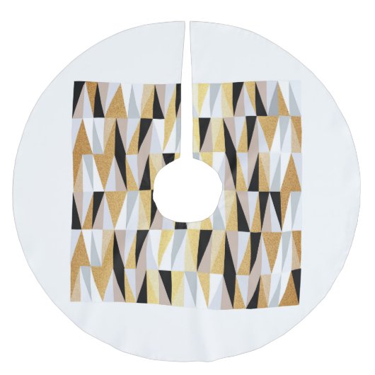 北欧の三角形：クリスマスカラーパターン。 ブラッシュドポリエステルツリースカート (正面)