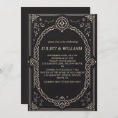 北欧の中世スクロールバイキングリハーサルディナー 招待状 (正面/裏面)