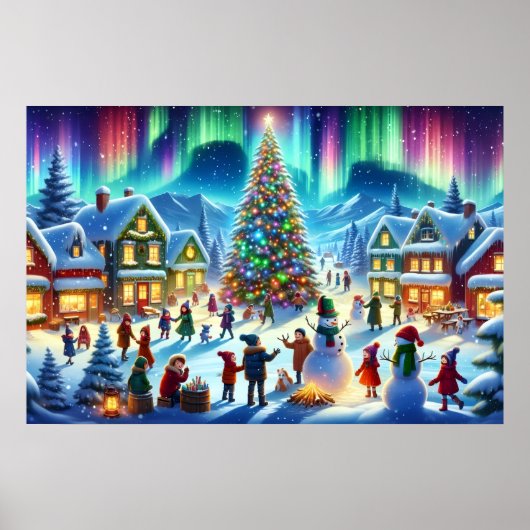 北欧の光の冬のクリスマス祝祭 ポスター (正面)