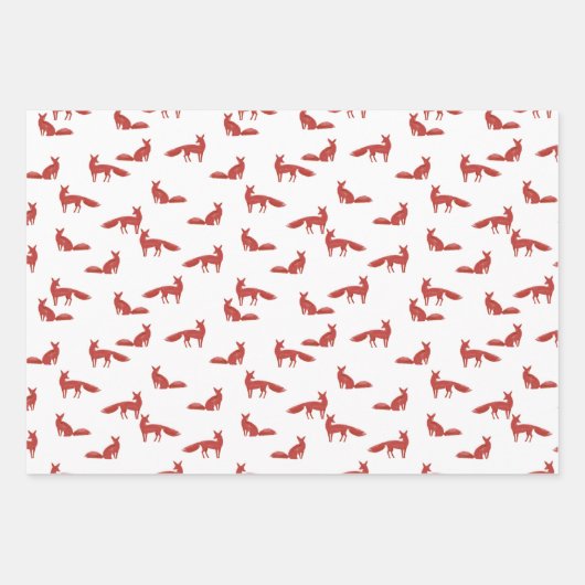 北欧の冬のシンプルミニマリストタウンフォレストキツネ ラッピングペーパーシート (正面)