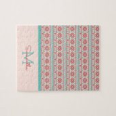 北欧の冬のセーターフェイクニットパターンモノグラム ジグソーパズル (横)