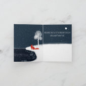 北欧の冬の夜の赤いキツネでフィヨルド シーズンカード (内部)