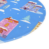北欧の冬の家々雪のパターン カッティングボード (角)