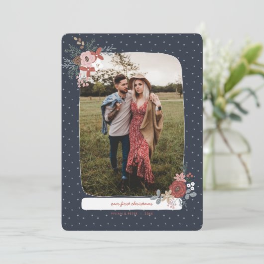 北欧の冬の最初の結婚したクリスマス シーズンカード (スタンド正面)