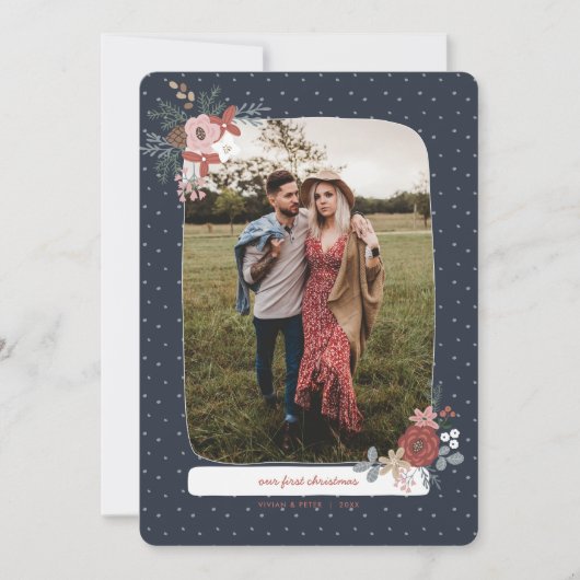 北欧の冬の最初の結婚したクリスマス シーズンカード (正面)