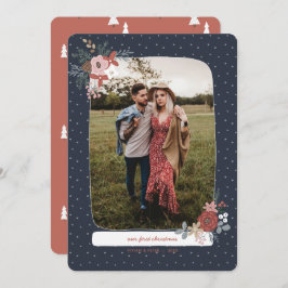 北欧の冬の最初の結婚したクリスマス シーズンカード