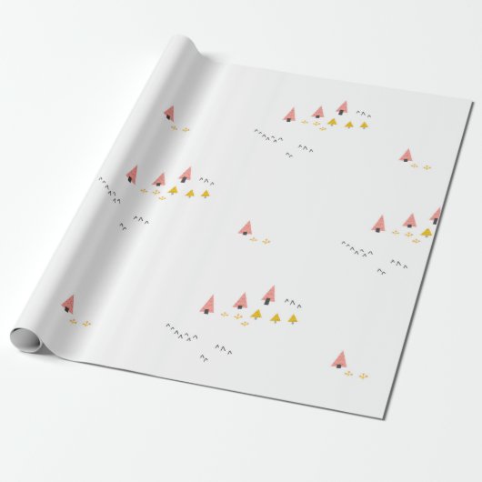 北欧の冬の松の木クリスマスプレゼント ラッピングペーパー (アンロールド)