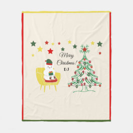 北欧の冬の赤い白かわいいクマ陽気なクリスマス フリースブランケット