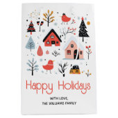 北欧の冬の風景クリスマスの休日 ミディアムペーパーバッグ (正面)