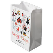 北欧の冬の風景クリスマスの休日 ミディアムペーパーバッグ (裏面アングル)