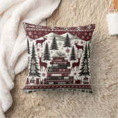 北欧の冬の鹿とブックス装飾用クッション クッション (ブランケット)