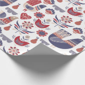 北欧の冬フローラ鳥 ラッピングペーパー (角)