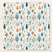 北欧の冬林 スクエアペーパーコースター (正面)