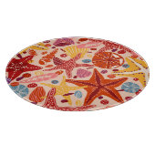 北欧の夏の海：ヒトデ模様 カッティングボード (角)