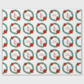 北欧の小人スキーヤーのクリスマスリース 楽しいホリデーシーズン ラッピングペーパー (フラット)