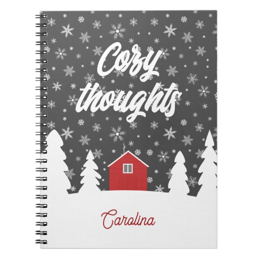 北欧の居心地の良い考え赤 ノートブック (正面)