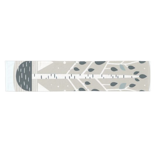 北欧の山と樺の木の木 ショートテーブルランナー (横)