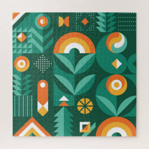 北欧の幾何学模様、ヴィンテージ農業記号 ジグソーパズル