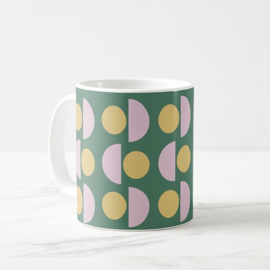 北欧の幾何学模様（緑） コーヒーマグカップ (正面左)