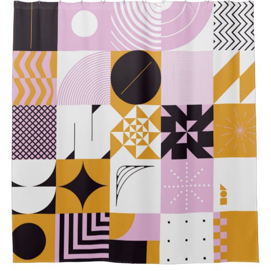 北欧の幾何学的：手書きのアートワーク。 シャワーカーテン (正面)