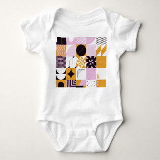 北欧の幾何学的：手書きのアートワーク。 ベビーボディスーツ