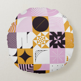北欧の幾何学的：手書きのアートワーク。 ラウンドクッション