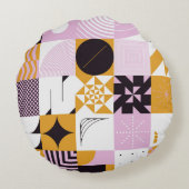 北欧の幾何学的:手書きのアートワーク。 ラウンドクッション (裏面)