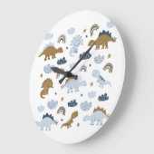 北欧の恐竜、星、虹のイラストレティ ラージ壁時計 (傾斜)