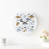 北欧の恐竜、星、虹のイラストレティ ラージ壁時計 (ホーム)