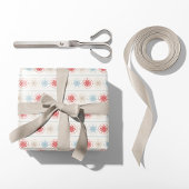 北欧の数々のクリスマス色の雪 ラッピングペーパー