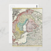 北欧の旧世界地図 ポストカード (正面/裏面)