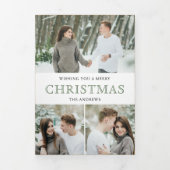 北欧の暖炉の写真クリスマス 三つ折りクリスマスカード (カバー)