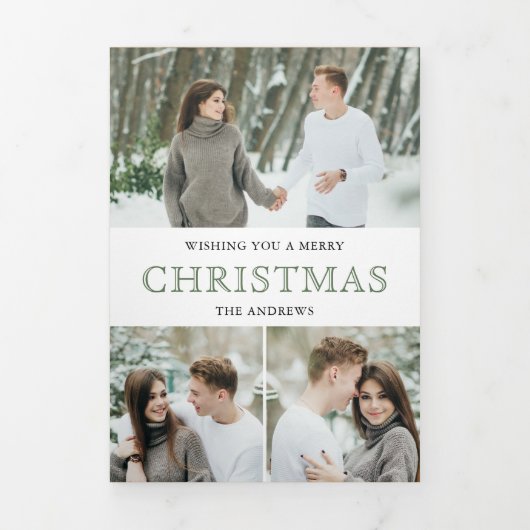 北欧の暖炉の写真クリスマス 三つ折りクリスマスカード (カバー)