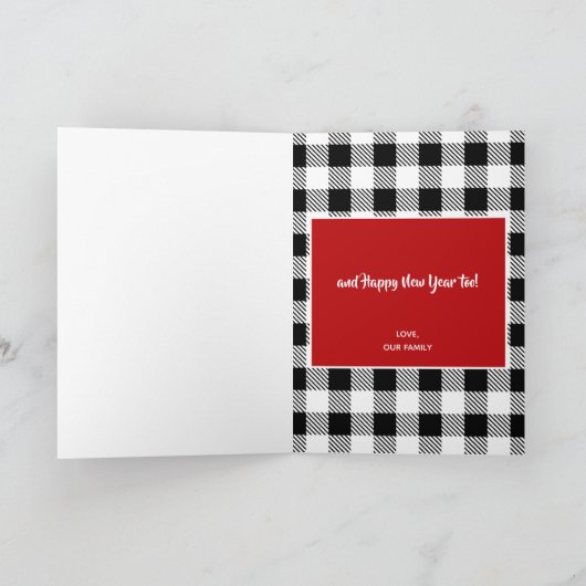 北欧の木々と格子状のクリスマス シーズンカード (内部)