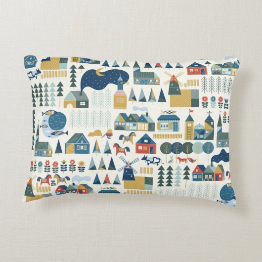 北欧の村とのシームレスな過去 アクセントクッション (裏面)