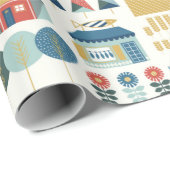 北欧の村とのシームレスな過去 ラッピングペーパー (ロールコーナー)