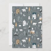 北欧の村の居心地の良い青い灰色の冬 サンキューカード (正面)