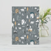 北欧の村の居心地の良い青い灰色の冬 サンキューカード (スタンド正面)