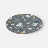 北欧の村の居心地の良い青い灰色の冬 ペーパープレート (アングル)