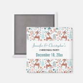 北欧の森の愛らしい鹿の模様 Save the Date マグネット (正面/裏面)