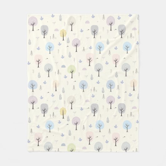 北欧の森林のシームレスなパターン フリースブランケット (正面)