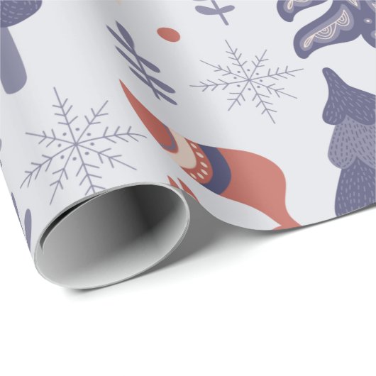 北欧の森林動物のクリスマス ラッピングペーパー (ロールコーナー)