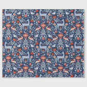 北欧の森林動物のクリスマス ラッピングペーパー (フラット)