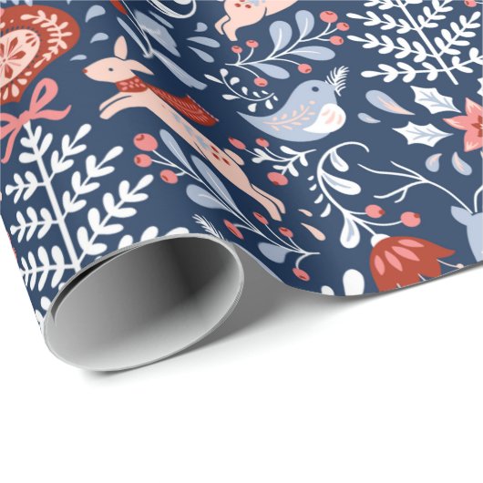 北欧の森林動物のクリスマス ラッピングペーパー (ロールコーナー)