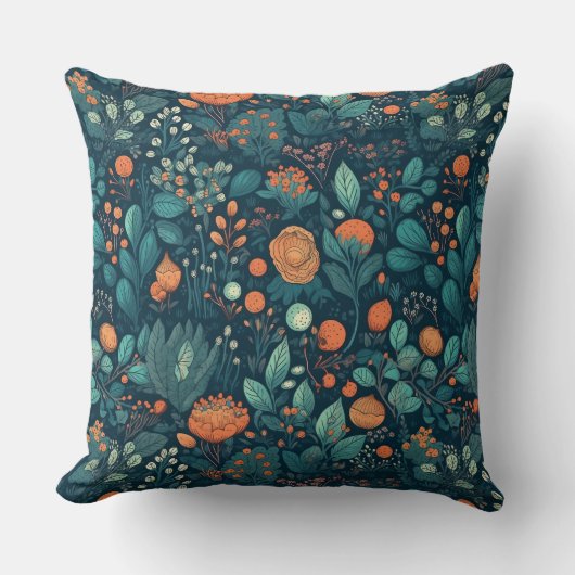 北欧の植物と花 クッション (正面)